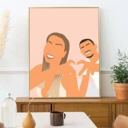 Minimalist Custom Illustration PDF, A5, A4, A3 - Couple, Family, Friends, Gift, Wedding, Pregnancy, Animals - thumbnail 2