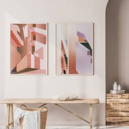 Muralla Roja Art Print Set - Spain Bofill Modern Architecture Graphic Illustration Abstract Minimalist Pink Gallery Wall - thumbnail 2