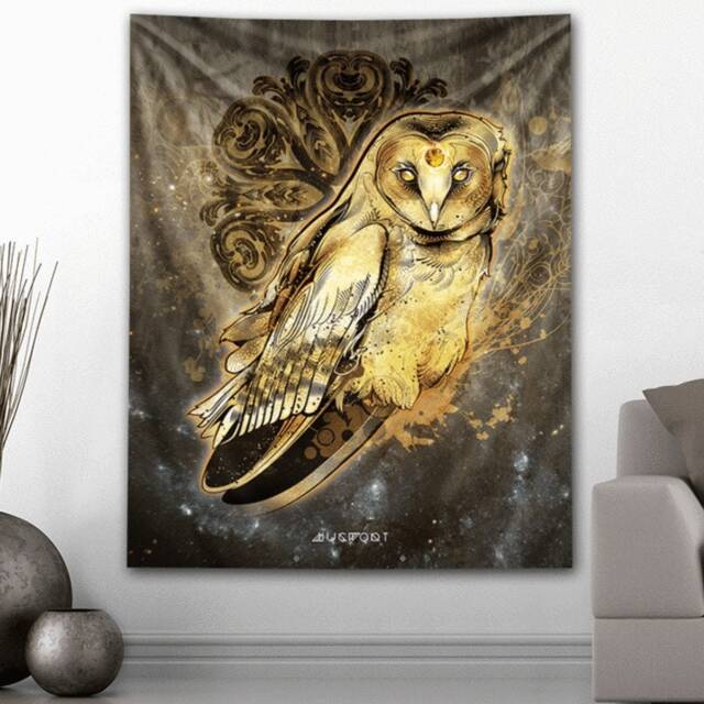 Owl Tapestry - Visionary Art Home Decor Wall Hanging Psychedelic Country Wisdom Barn Nature Healing Garden