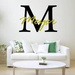 Personalized Gift - Monogram Wall Art Decal Custom Name Insert & Letter Family Sticker Vwaq-Cs5 - thumbnail 1