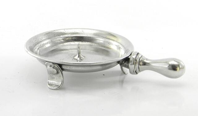 Candle Holder, With Ring in Polished Pewter. Made Italy, Craftsmanship - image 1