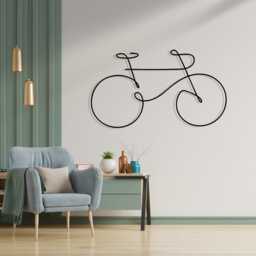 One Line Bicycle Metal Wall Art, Minimalist Cycling Silhouette, Sport Decor - thumbnail 3