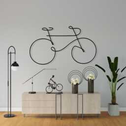 One Line Bicycle Metal Wall Art, Minimalist Cycling Silhouette, Sport Decor - thumbnail 2