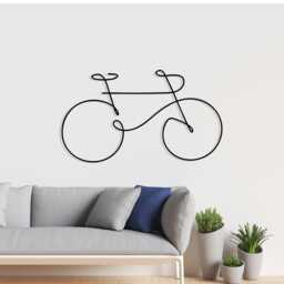 One Line Bicycle Metal Wall Art, Minimalist Cycling Silhouette, Sport Decor - thumbnail 1