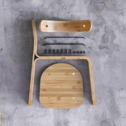 Handmade Bamboo Dining Chair Bohemian Minimalist Living Room Seating - thumbnail 2