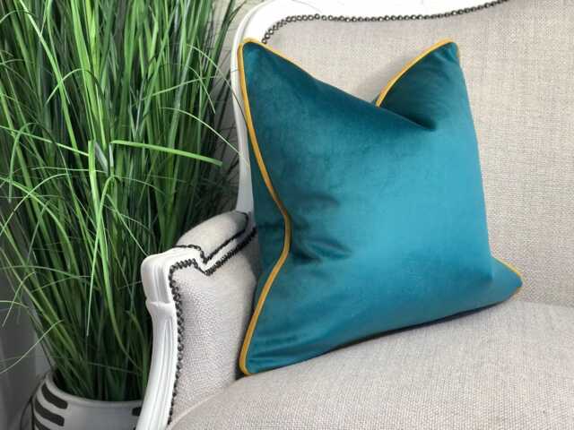 Teal Velvet Cushion Cover - Custom Throw Pillow - image 1