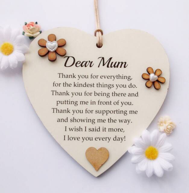 Special Mum Thank You For Everything Mother's Day/ Birthday Wooden Brilliant Gift Heart Plaque - image 1