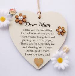 Special Mum Thank You For Everything Mother's Day/ Birthday Wooden Brilliant Gift Heart Plaque - thumbnail 1