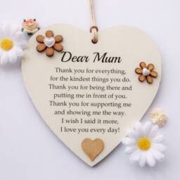 Special Mum Thank You For Everything Mother's Day/ Birthday Wooden Brilliant Gift Heart Plaque - thumbnail 3