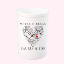 Personalised Vase, Gift For Her, Wedding Gift, Custom Map, Bride Ceramic Anniversary Vase - thumbnail 3