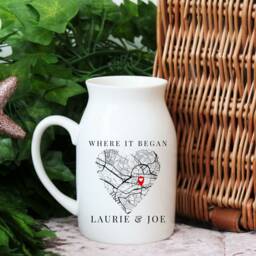 Personalised Vase, Gift For Her, Wedding Gift, Custom Map, Bride Ceramic Anniversary Vase - thumbnail 2