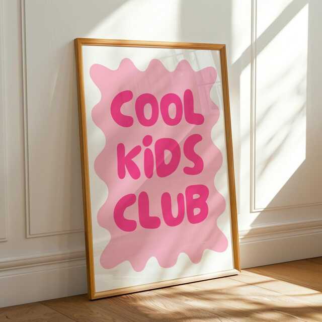 Cool Kids Club Quote Poster, Pink Funky Wall Print, Retro Girly Poster, Dopamine Decor, Quirky Art, Gift For Women - image 1