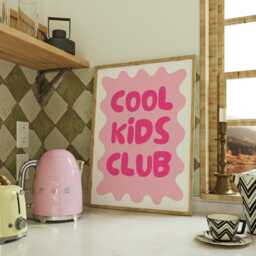 Cool Kids Club Quote Poster, Pink Funky Wall Print, Retro Girly Poster, Dopamine Decor, Quirky Art, Gift For Women - thumbnail 3