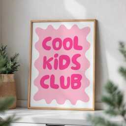 Cool Kids Club Quote Poster, Pink Funky Wall Print, Retro Girly Poster, Dopamine Decor, Quirky Art, Gift For Women - thumbnail 2