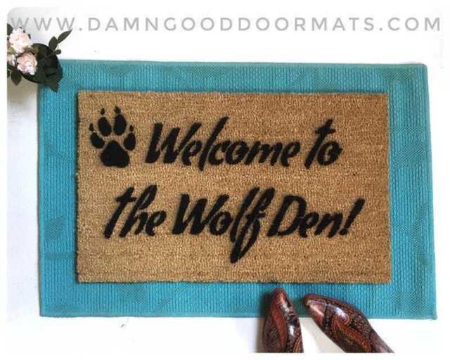 Timber Wolf Cub Doormat - Paw Print Welcome Mat For Outdoors - image 1