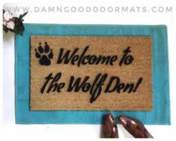 Timber Wolf Cub Doormat - Paw Print Welcome Mat For Outdoors - thumbnail 1