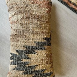 Jute Punja Hand-Woven Cushion Cover - Natural & Charcoal, 35 X 60cm - thumbnail 3