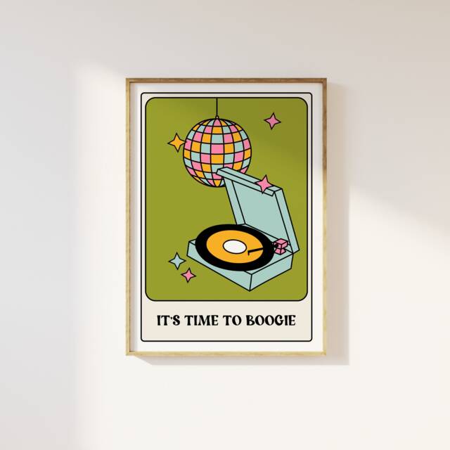 Disco Ball Tarot Card Print Funky Retro Wall Art - image 1