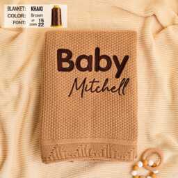 Personalized Baby Blanket Embroidered Name, Soft Cotton Swaddle - thumbnail 4