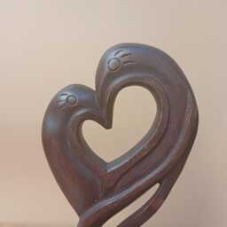 Wood Sculpture Singing Heart Wood Carving Boho Home Decor Valentine's Gift Idea - thumbnail 3