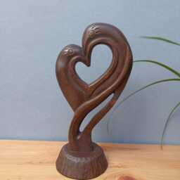 Wood Sculpture Singing Heart Wood Carving Boho Home Decor Valentine's Gift Idea - thumbnail 2
