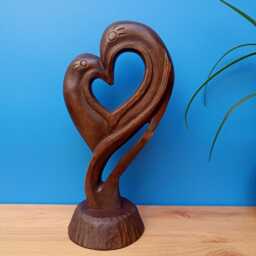 Wood Sculpture Singing Heart Wood Carving Boho Home Decor Valentine's Gift Idea - thumbnail 4