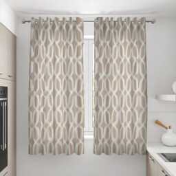 Beige Geometric Curtains, Soft Brushstroke Pattern Drapes in Neutral Tones, Custom Window Panels For Modern Living Room Decor - thumbnail 3