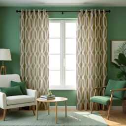 Beige Geometric Curtains, Soft Brushstroke Pattern Drapes in Neutral Tones, Custom Window Panels For Modern Living Room Decor - thumbnail 4