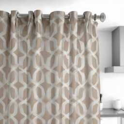 Beige Geometric Curtains, Soft Brushstroke Pattern Drapes in Neutral Tones, Custom Window Panels For Modern Living Room Decor - thumbnail 2