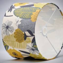 Floral Leaf Yellow Lampshade, Table Floor Lamp/Ceiling Pendant, Small Medium Large, 15cm 20cm 25cm 30cm 35cm 40cm, Fabric Drum Light Shade - thumbnail 3