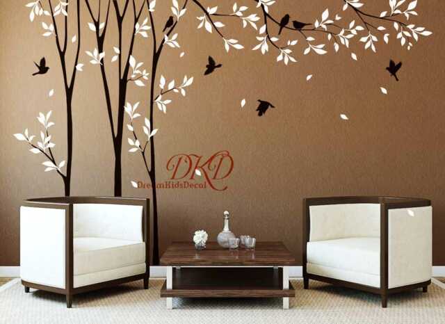Tree Branch Wall Decal With Flying Birds, Nursery Decor - image 1