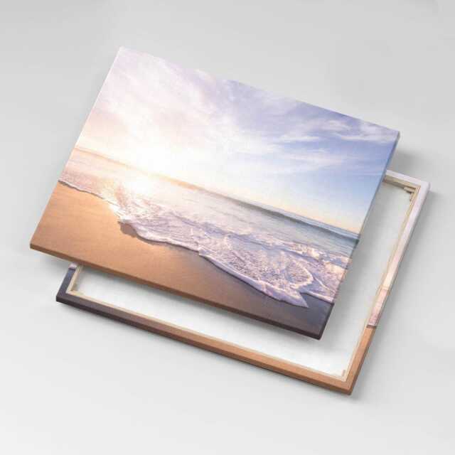 Sunrise Over The Beach & Sea Canvas, Picture Wall Hanging, Beige Art, Landscape Canvas Painting - image 1