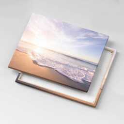 Sunrise Over The Beach & Sea Canvas, Picture Wall Hanging, Beige Art, Landscape Canvas Painting - thumbnail 1
