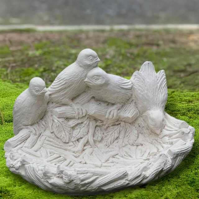 Handcrafted Concrete Bird Bath Ornament Stone Decoration Garden Cement Feeder Sculpture Outdoor Yard Figurine Lover Gift - image 1