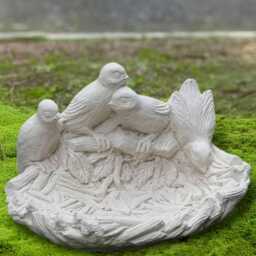 Handcrafted Concrete Bird Bath Ornament Stone Decoration Garden Cement Feeder Sculpture Outdoor Yard Figurine Lover Gift - thumbnail 1