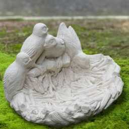 Handcrafted Concrete Bird Bath Ornament Stone Decoration Garden Cement Feeder Sculpture Outdoor Yard Figurine Lover Gift - thumbnail 3