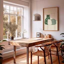 Minimal Cat Art Print, Green Floral Illustration, Modern Whimsical Animal Poster, Cozy Scandinavian Wall Art, Cute Minimalist Home Decor - thumbnail 2