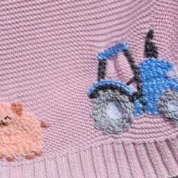 Girl Hand Embroidered Farm Baby Blanket, Personalised Cotton Keepsake Heirloom Gift - thumbnail 2
