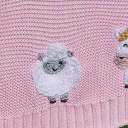 Girl Hand Embroidered Farm Baby Blanket, Personalised Cotton Keepsake Heirloom Gift - thumbnail 3