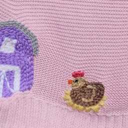 Girl Hand Embroidered Farm Baby Blanket, Personalised Cotton Keepsake Heirloom Gift - thumbnail 4