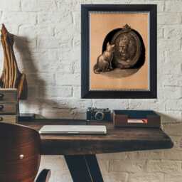 Vintage Cat Lion Poster - Antique Style Animal Illustration, Rustic Wall Art, Inspirational Decor - thumbnail 2