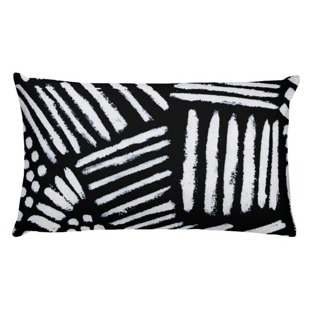 Abstract Black & White Throw Pillow Linen-Feel Home Decor - image 1