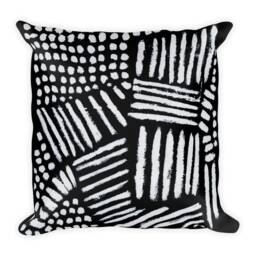 Abstract Black & White Throw Pillow Linen-Feel Home Decor - thumbnail 3