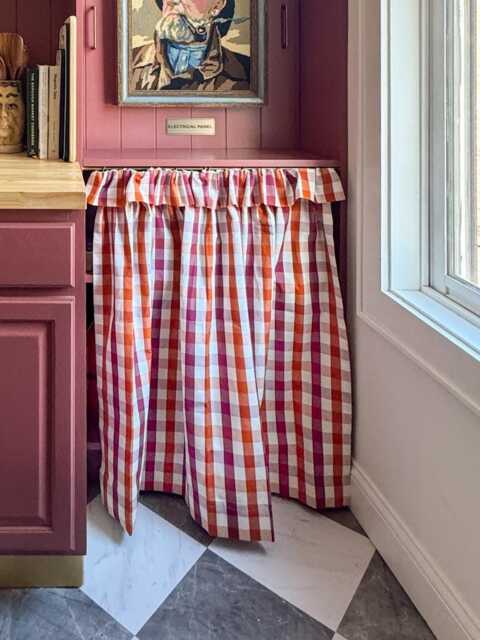 Ian Mankin Cupboard Curtain Claret Rust Gingham, Made To Measure - image 1