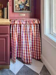 Ian Mankin Cupboard Curtain Claret Rust Gingham, Made To Measure - thumbnail 1