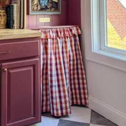 Ian Mankin Cupboard Curtain Claret Rust Gingham, Made To Measure - thumbnail 2