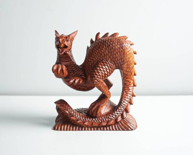 Wooden Dragon Statue, Unique Sculpture, Chinese Dragon, Mystical Animal, Handmade, Healing, Memorial Gift, Mother Loss Gift - image 1