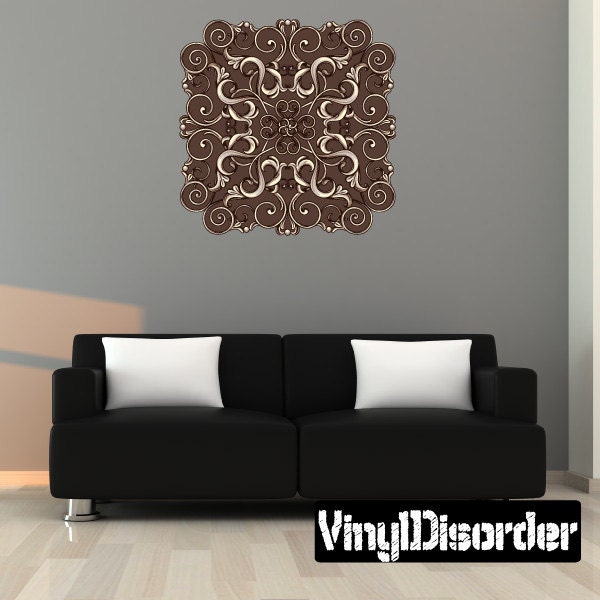 Floral Headboard Wall Decal - Fabric Vinyl Removable & Reusable Floralheadboarduscolor003Et