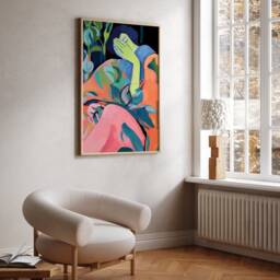 Impressionism Faceless Portrait - Henri Matisse Inspired Abstract Art in Green & Pink - thumbnail 2