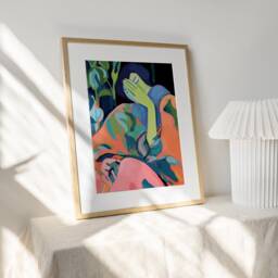 Impressionism Faceless Portrait - Henri Matisse Inspired Abstract Art in Green & Pink - thumbnail 3